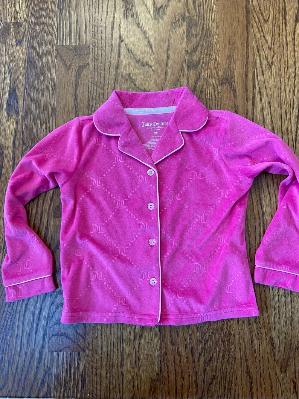 Juicy Couture Hot Pink Kids Velour Pajama Set, 3T, NWT